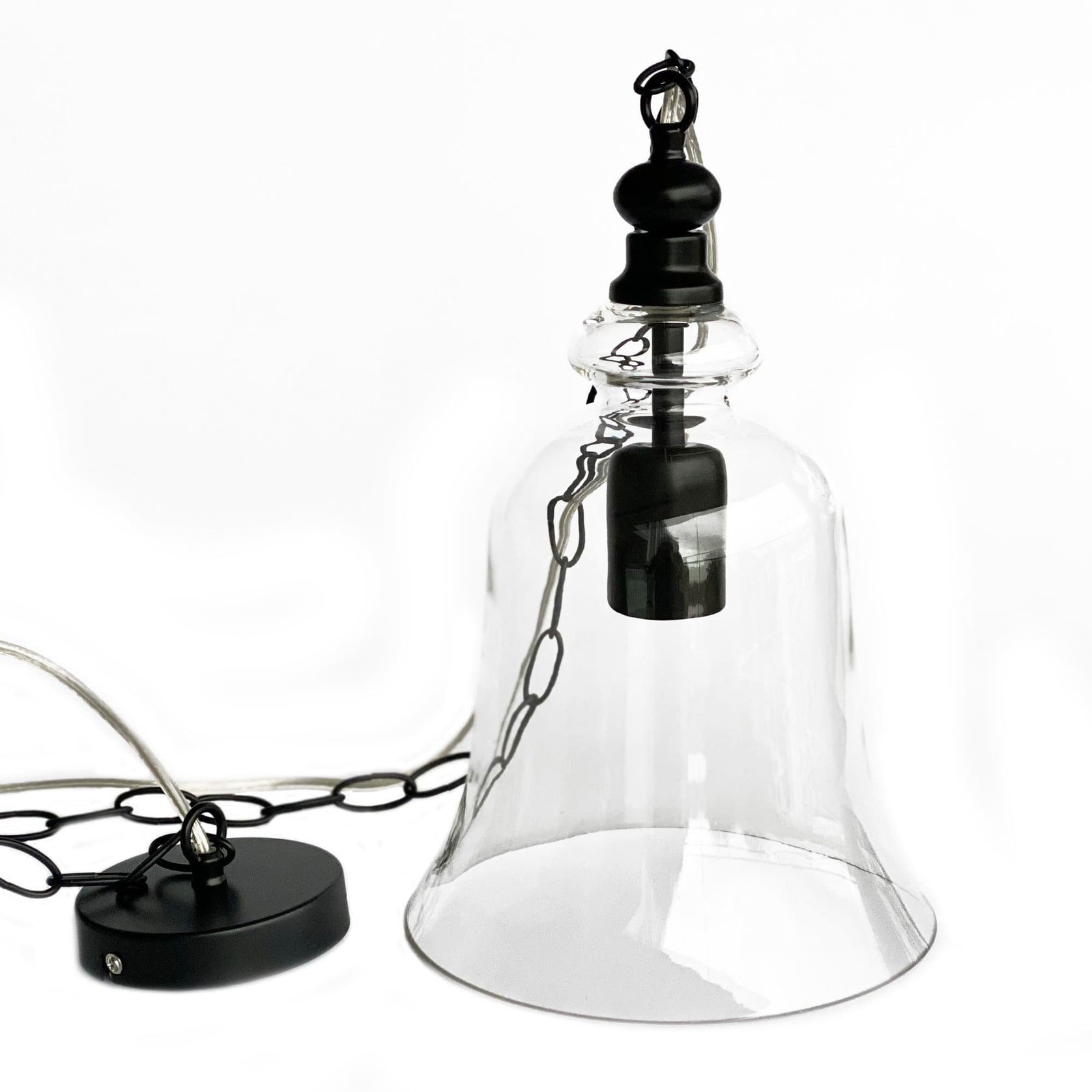 Gracie Glass Bell Shape Pendant Light - Black gallery detail image