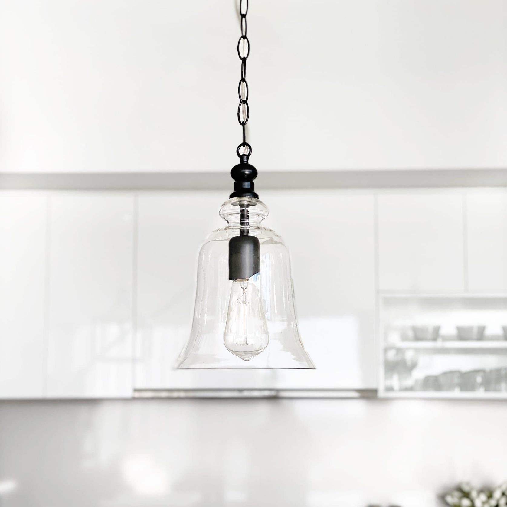 Gracie Glass Bell Shape Pendant Light - Black gallery detail image