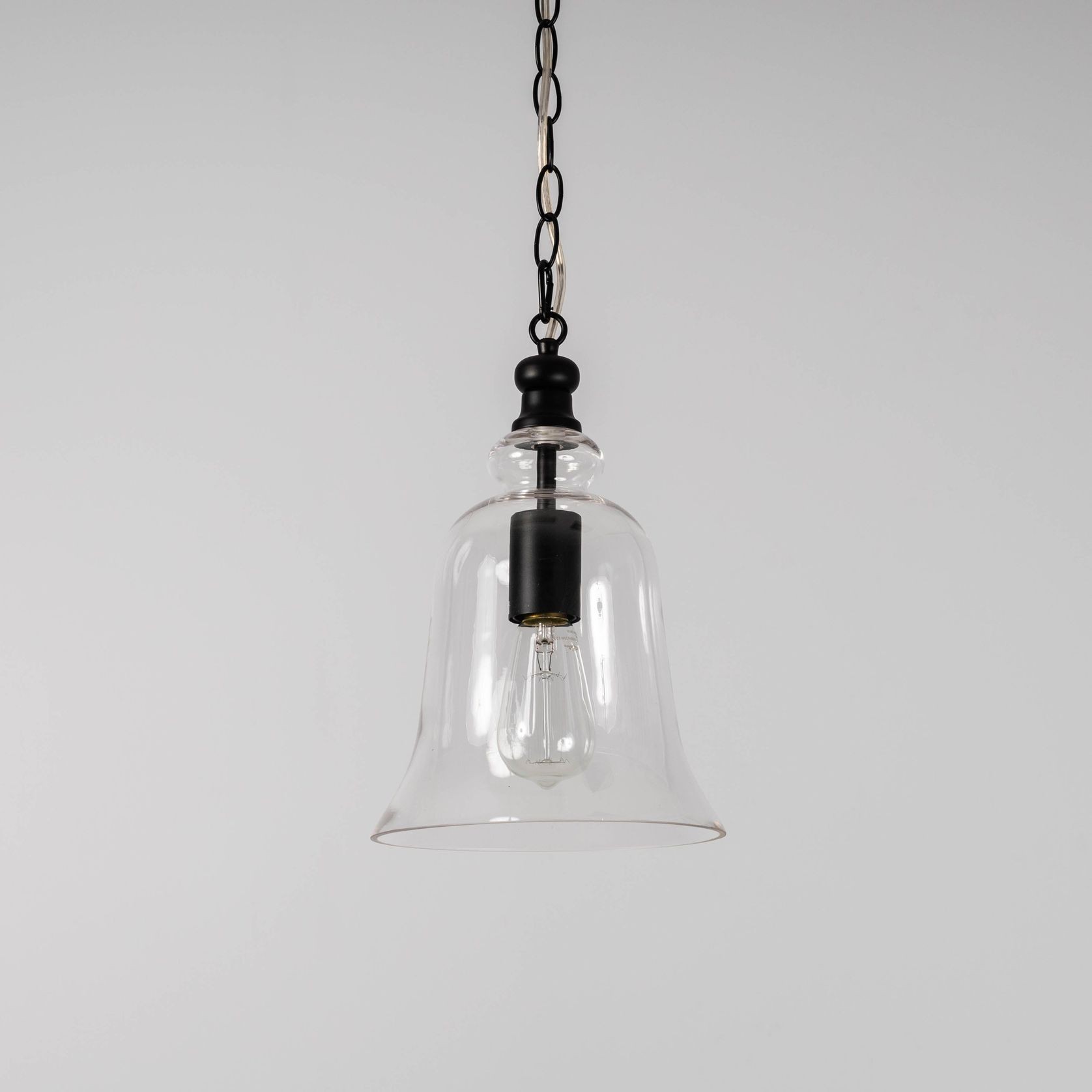 Gracie Glass Bell Shape Pendant Light - Black gallery detail image
