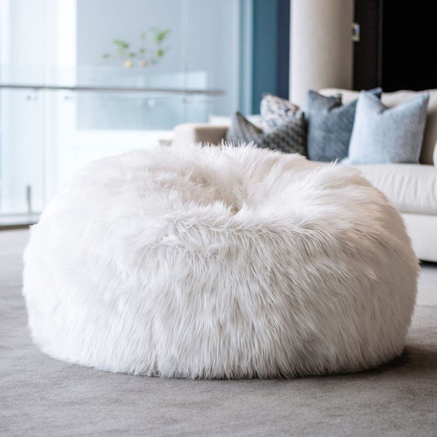 Lush Fur Bean Bag - White gallery detail image