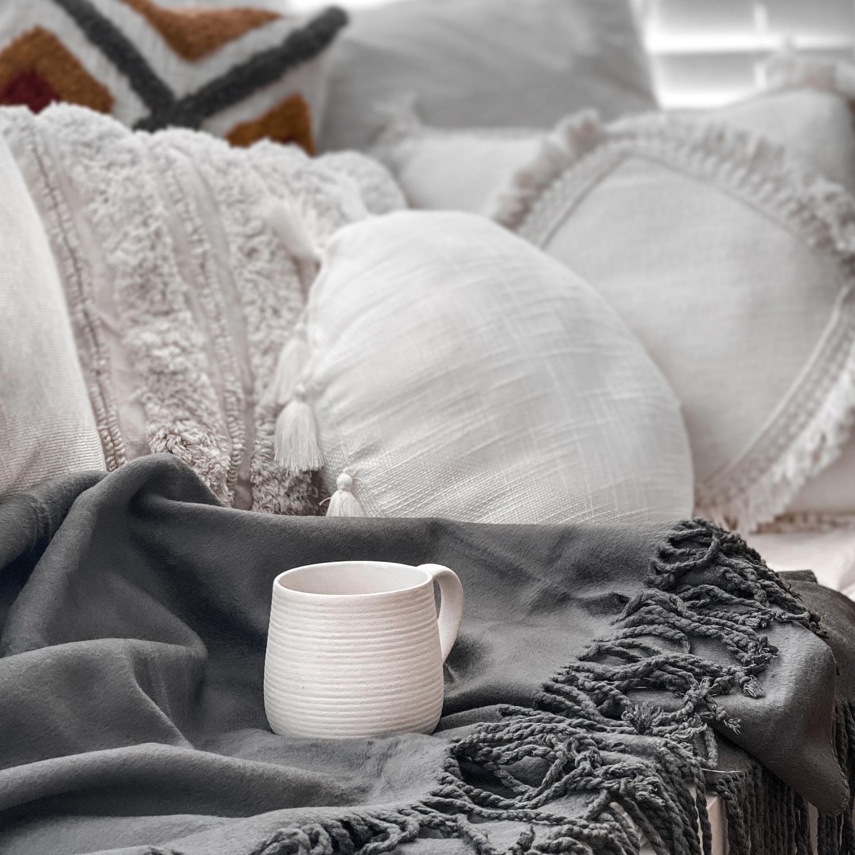 Luxury Bamboo Throw Blanket - Charcoal gallery detail image