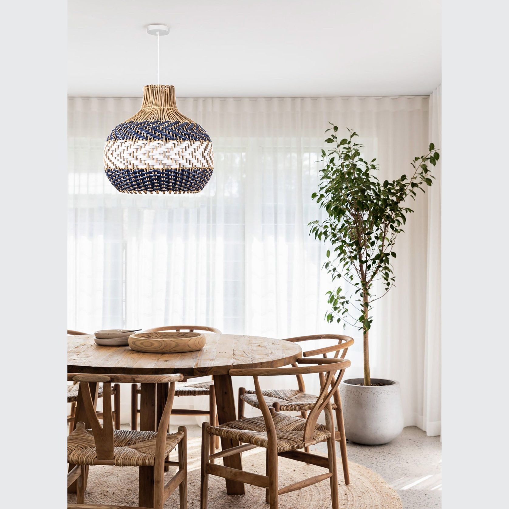 Bondi Blue Rattan Pendant Light gallery detail image