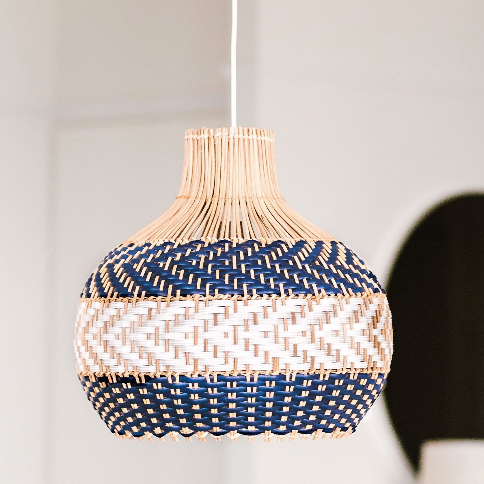 Bondi Blue Rattan Pendant Light gallery detail image
