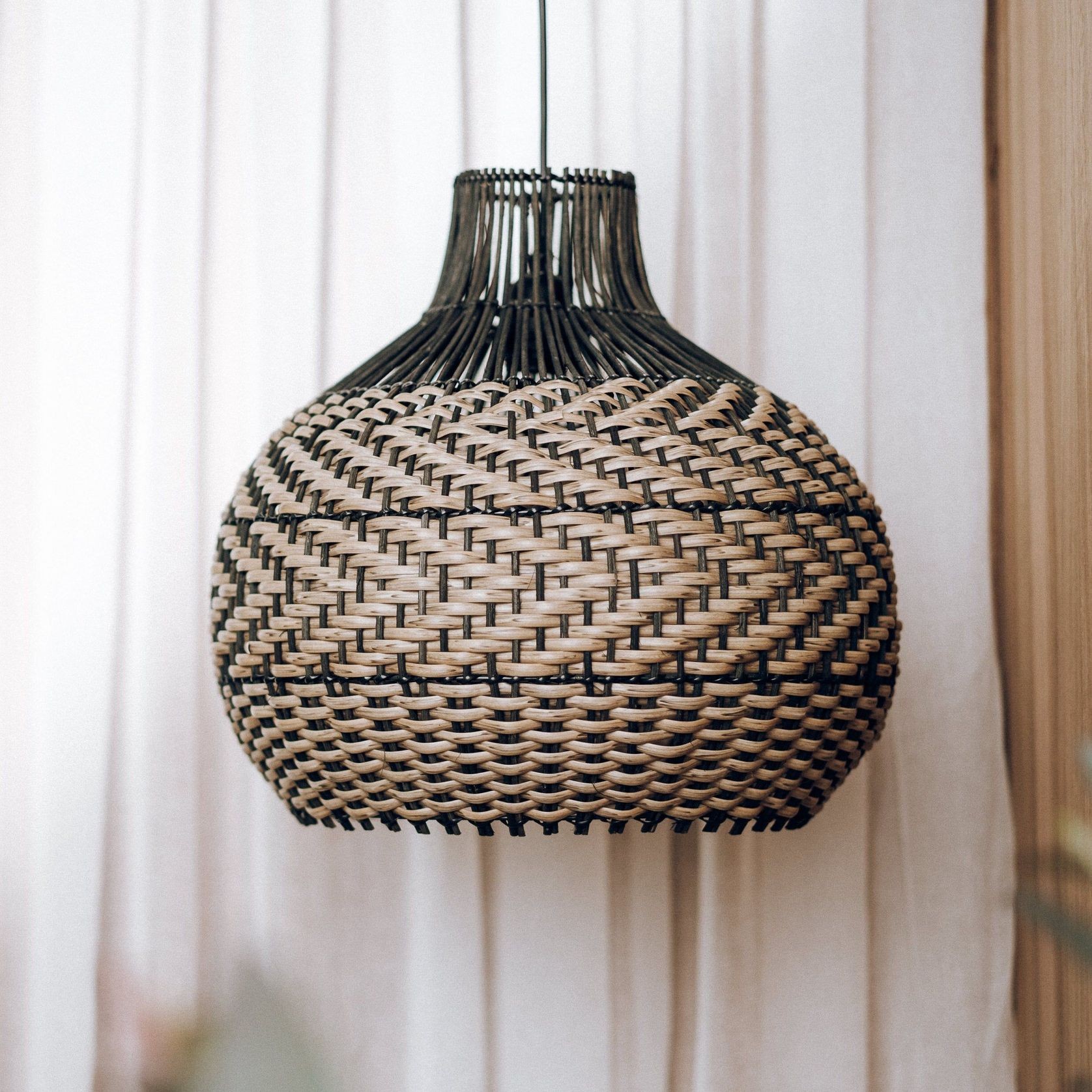 Bondi Black Rattan Pendant Light gallery detail image