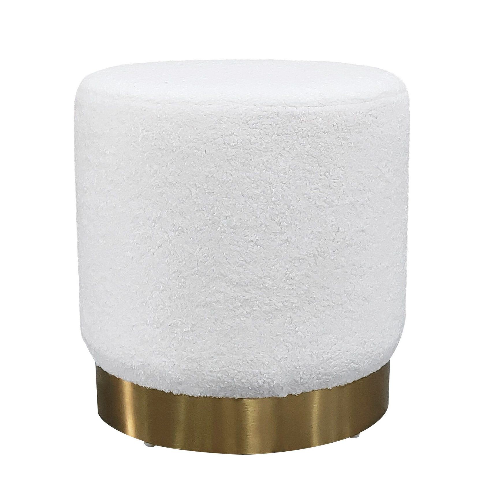 Boucle Ottoman Stool - Gold Base - 40cm gallery detail image