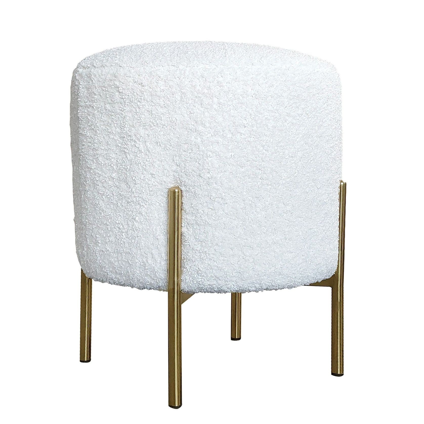 Boucle Ottoman Stool - Gold Frame gallery detail image