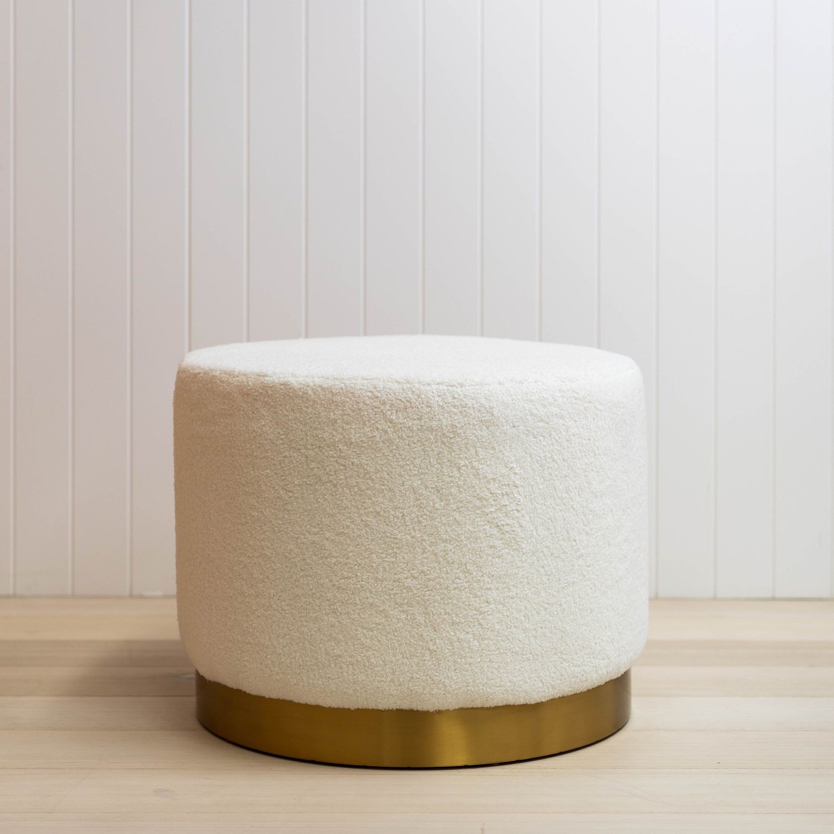 Boucle Ottoman Stool - Gold Base - 60cm gallery detail image