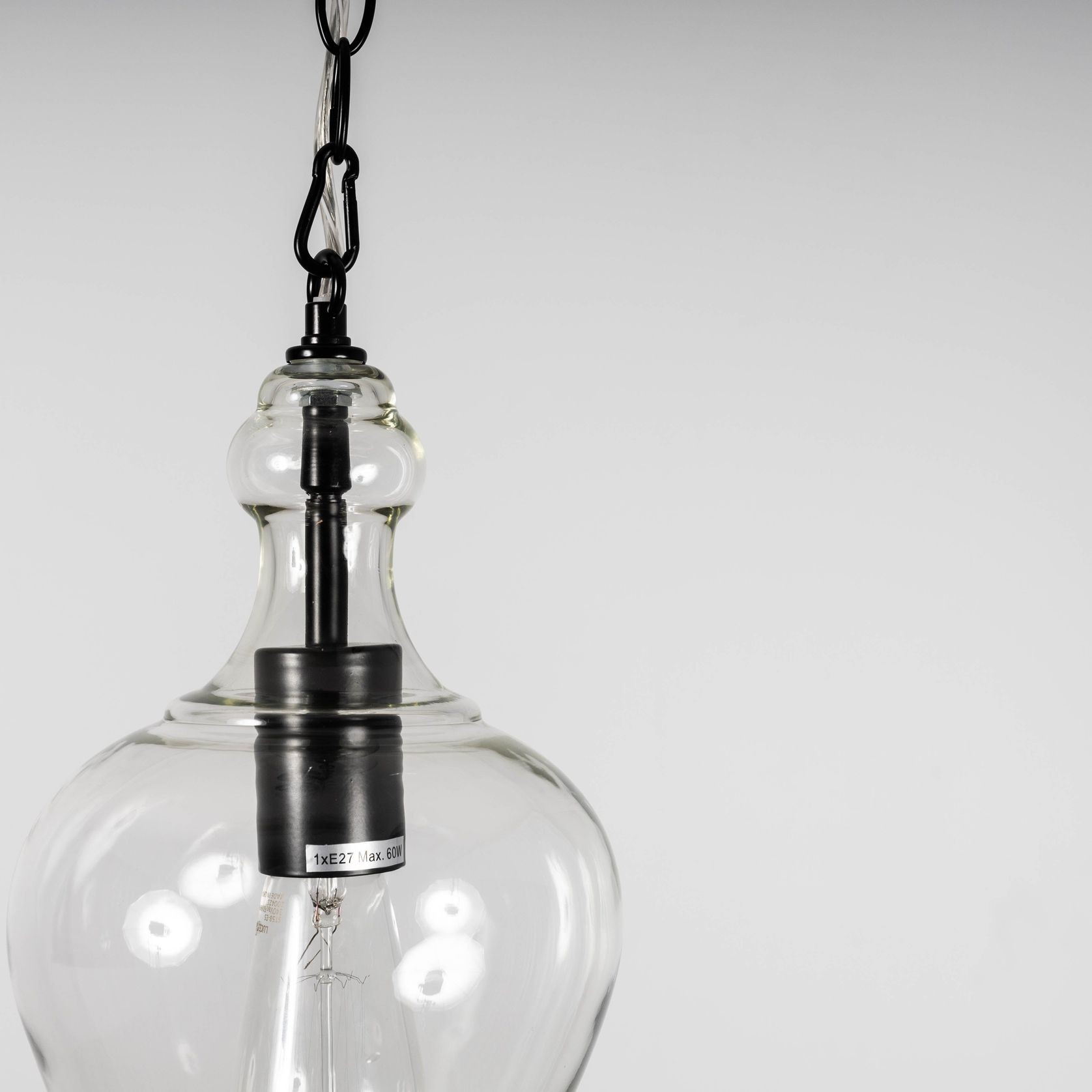 Valentine Glass Pendant Light - Matt Black gallery detail image