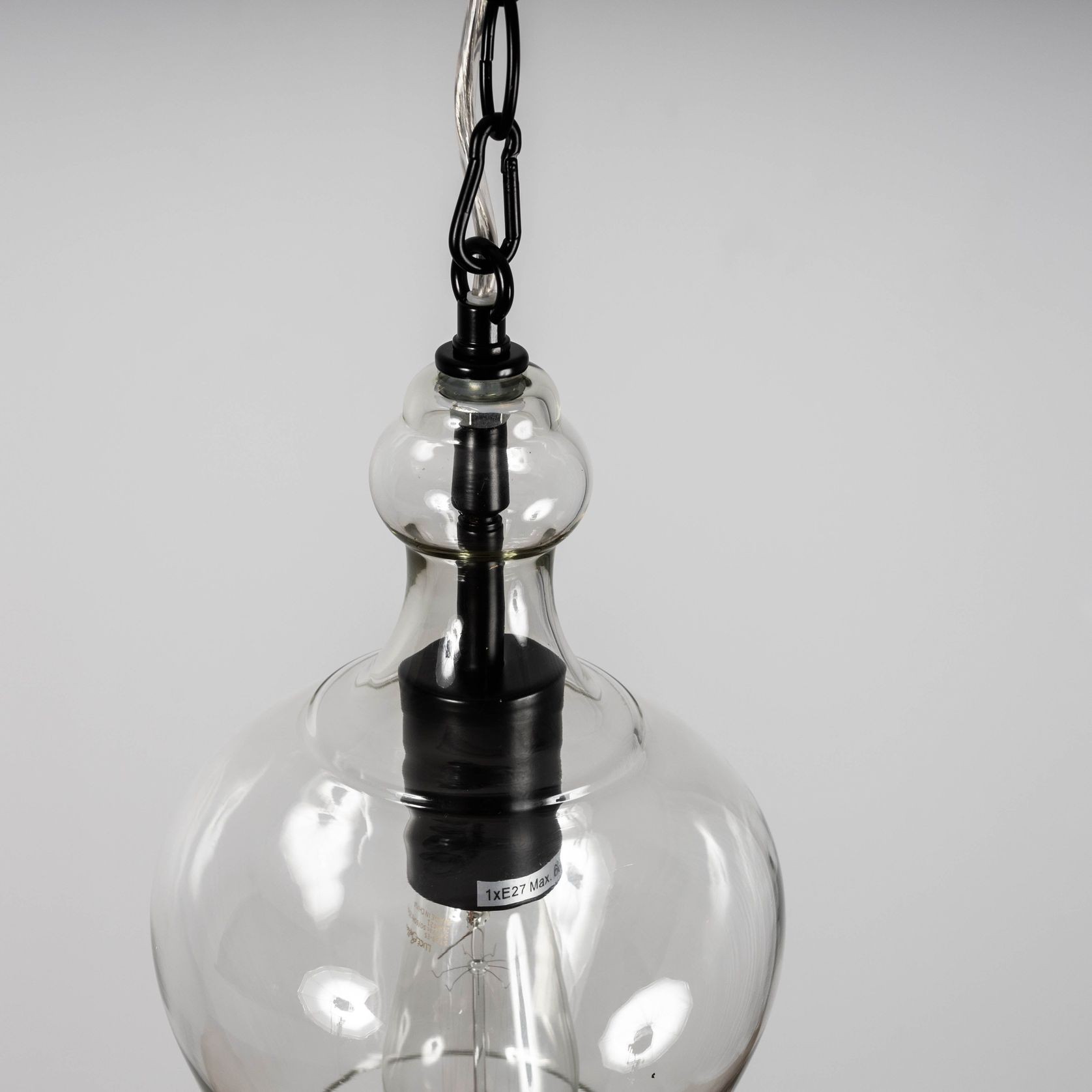 Valentine Glass Pendant Light - Matt Black gallery detail image