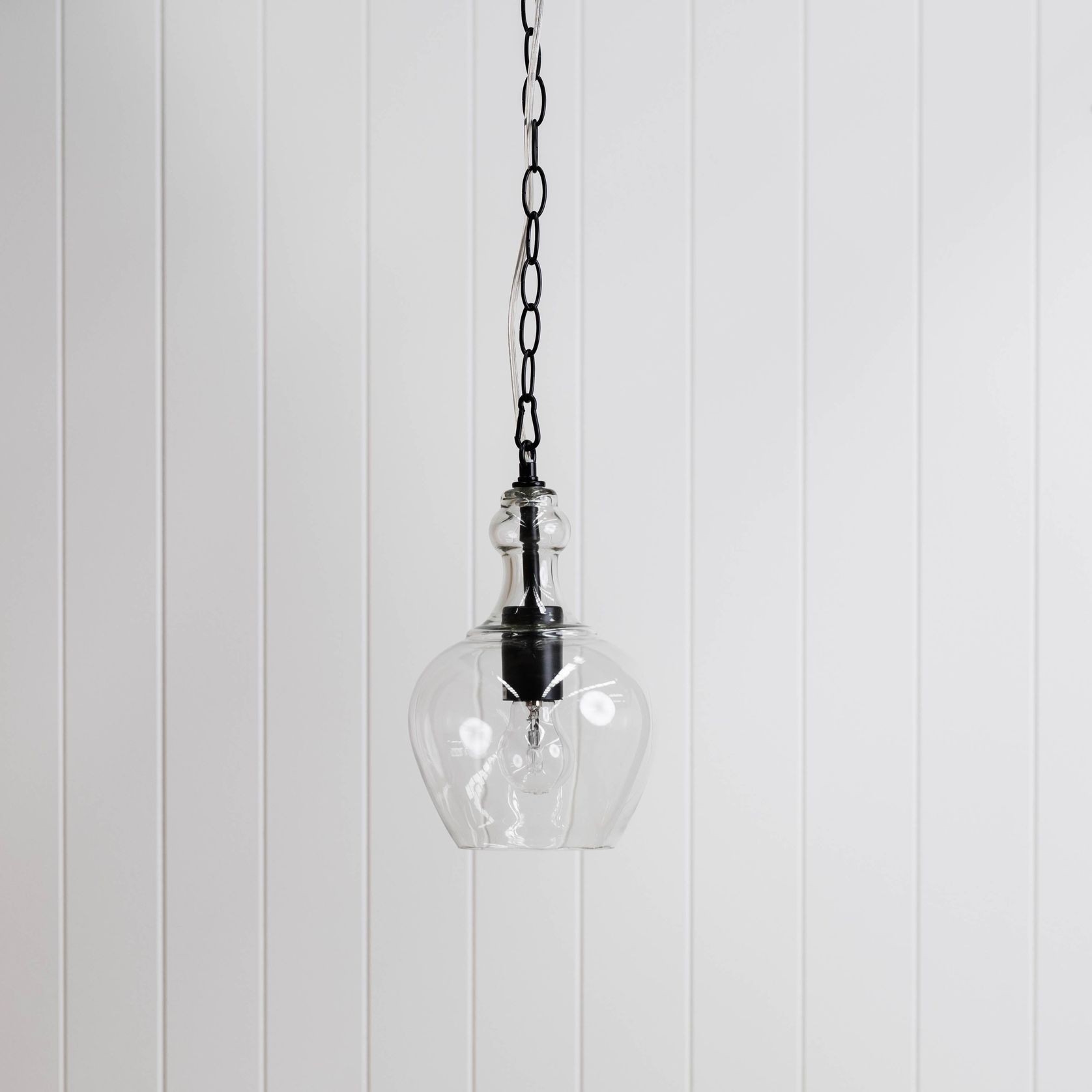 Valentine Glass Pendant Light - Matt Black gallery detail image