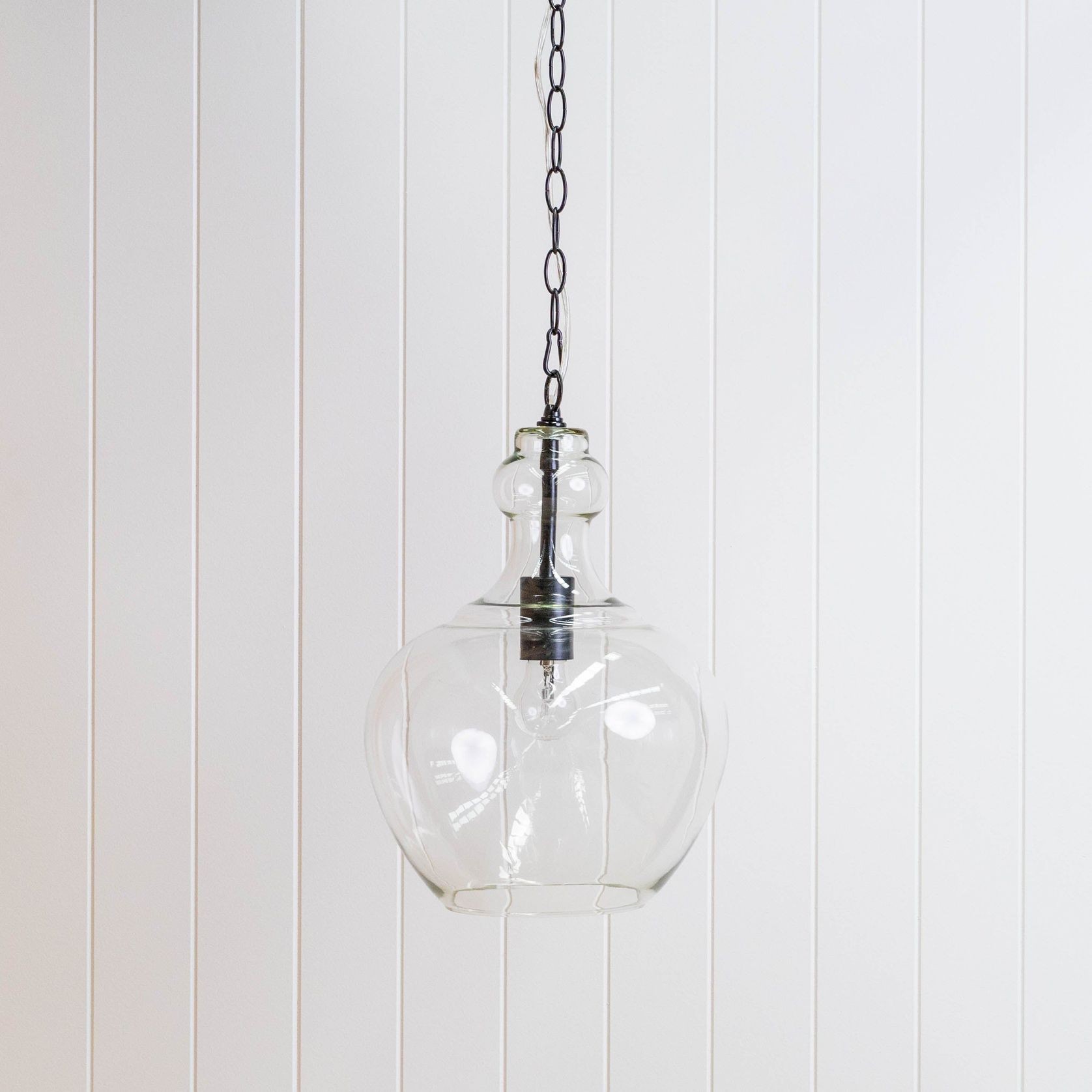 Valentine Glass Pendant Light - Matt Black gallery detail image