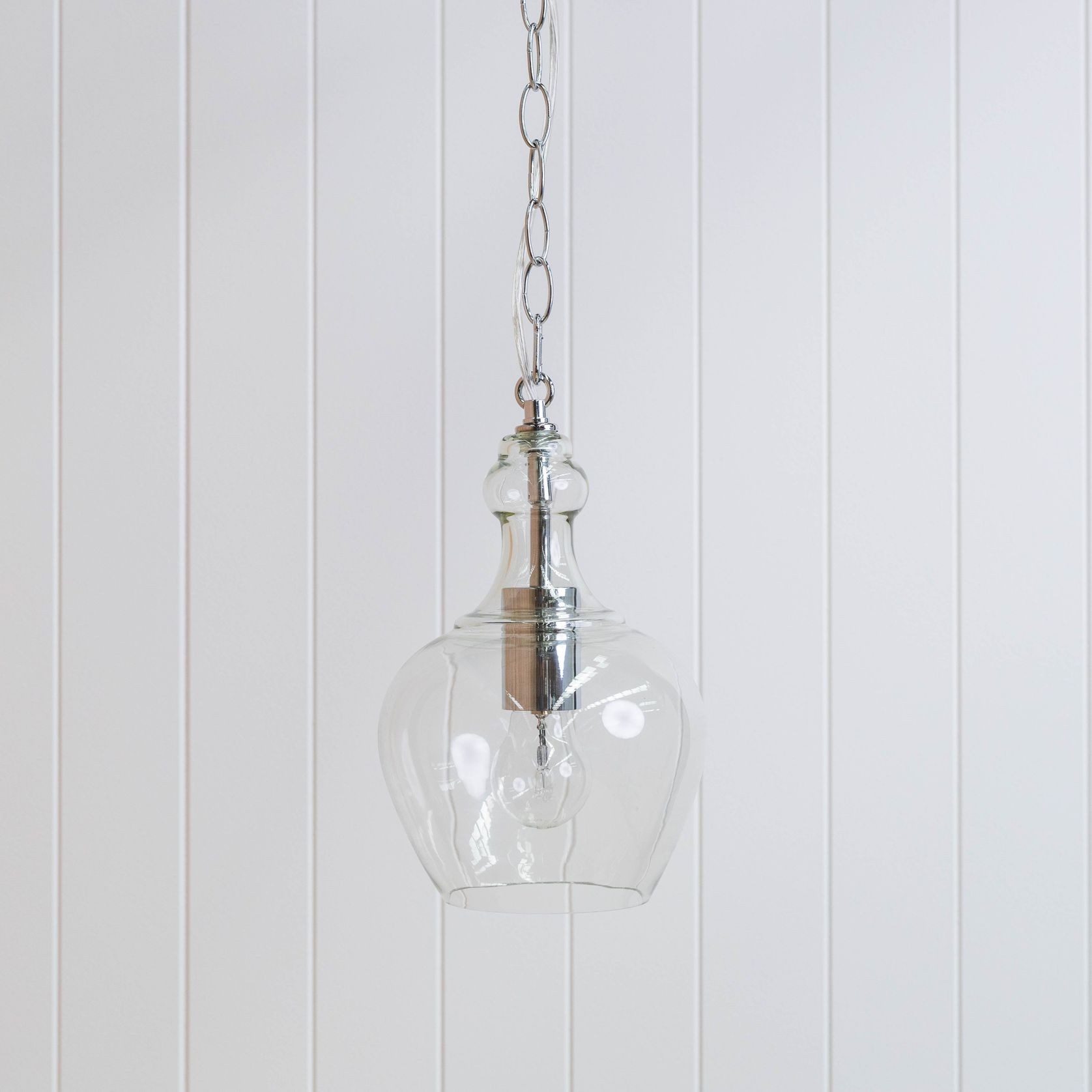 Valentine Glass Pendant Light - Chrome gallery detail image