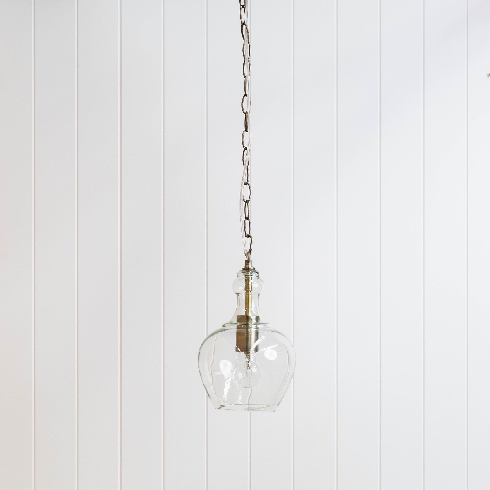 Valentine Glass Pendant Light - Antique Brass gallery detail image