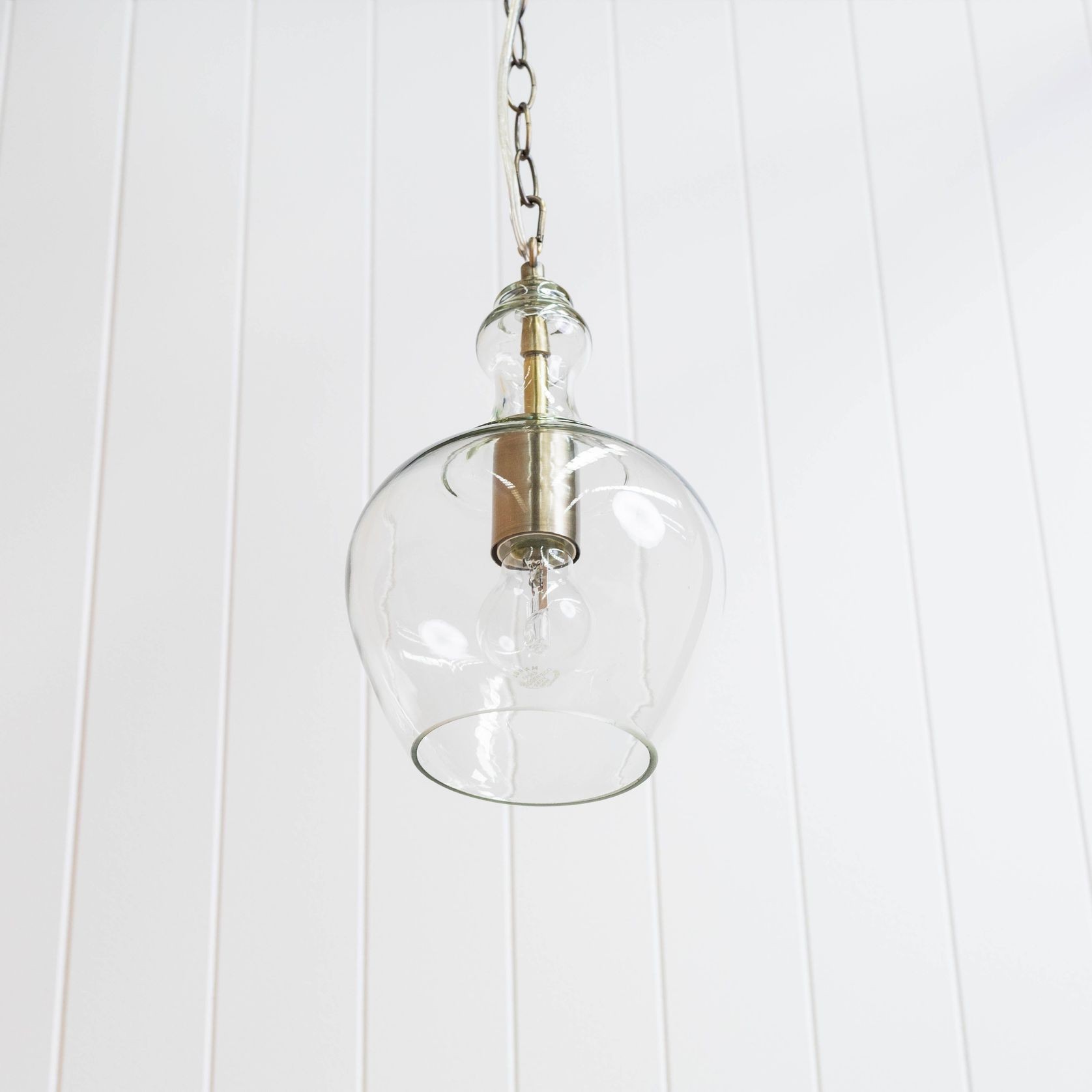 Valentine Glass Pendant Light - Antique Brass gallery detail image