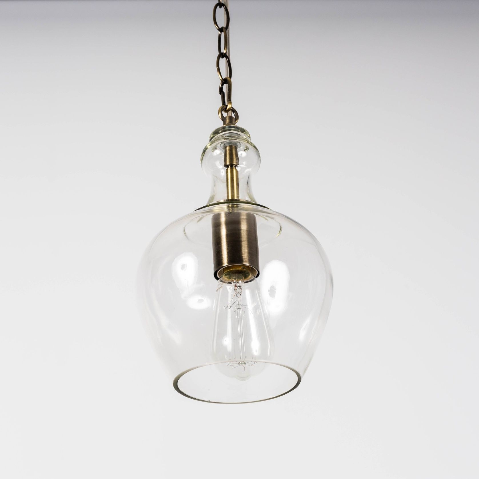 Valentine Glass Pendant Light - Antique Brass gallery detail image