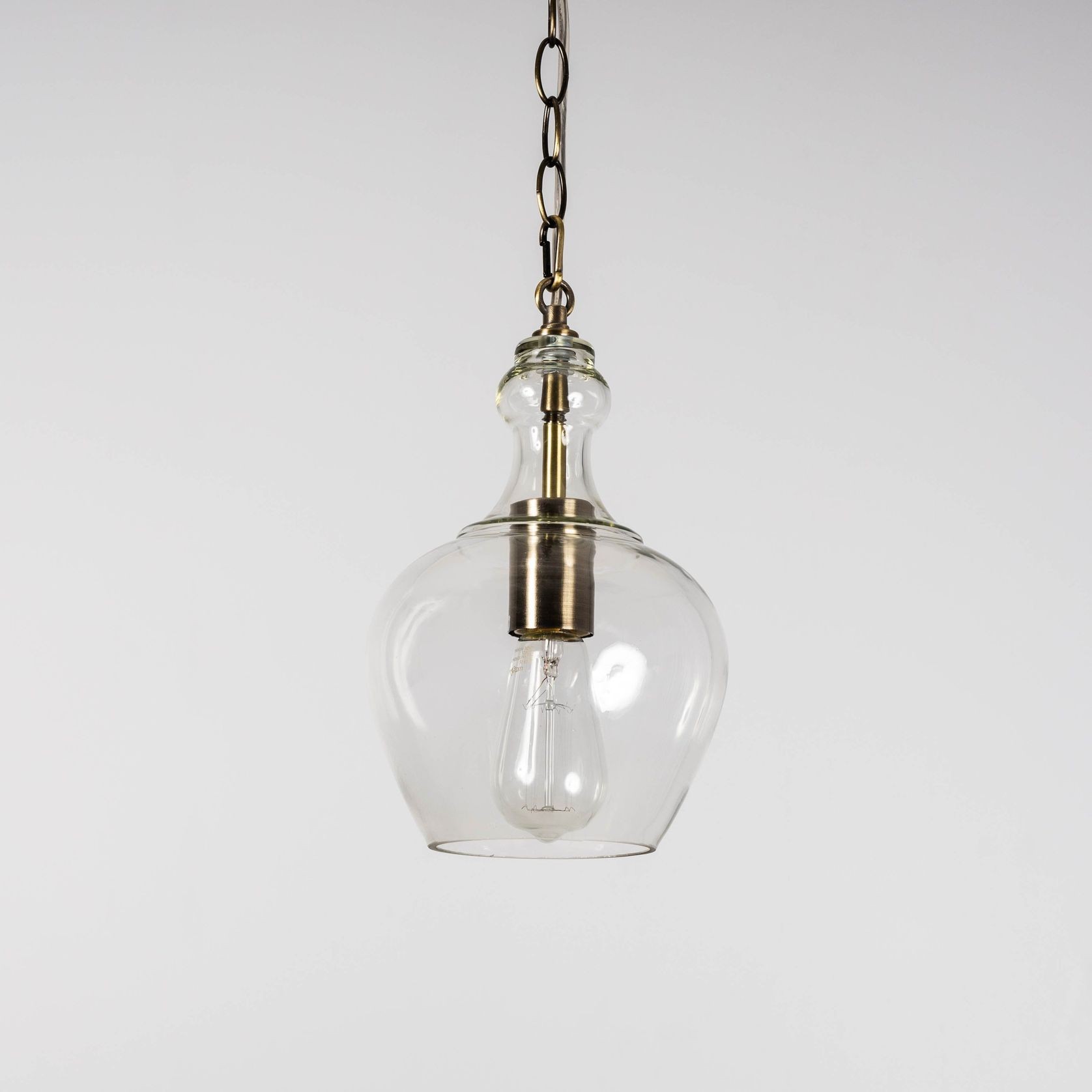 Valentine Glass Pendant Light - Antique Brass gallery detail image