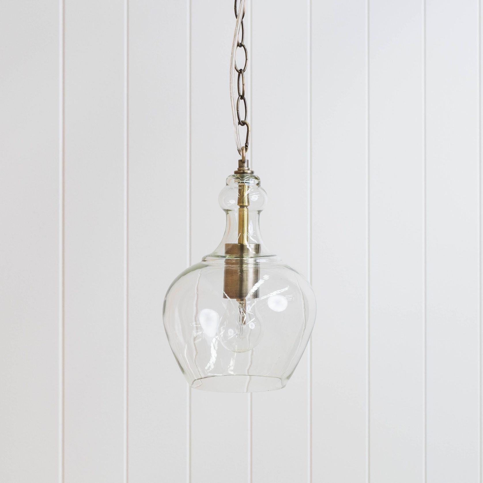 Valentine Glass Pendant Light - Antique Brass gallery detail image