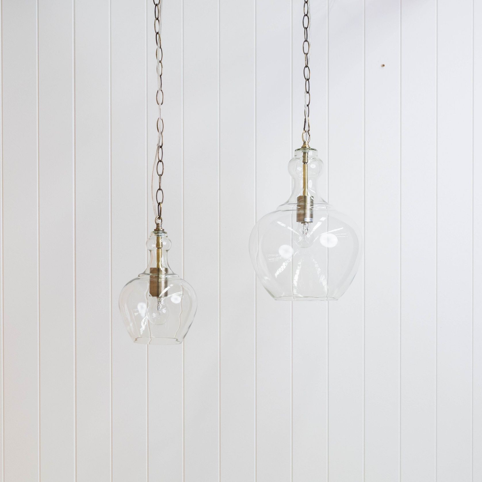 Valentine Glass Pendant Light - Antique Brass gallery detail image
