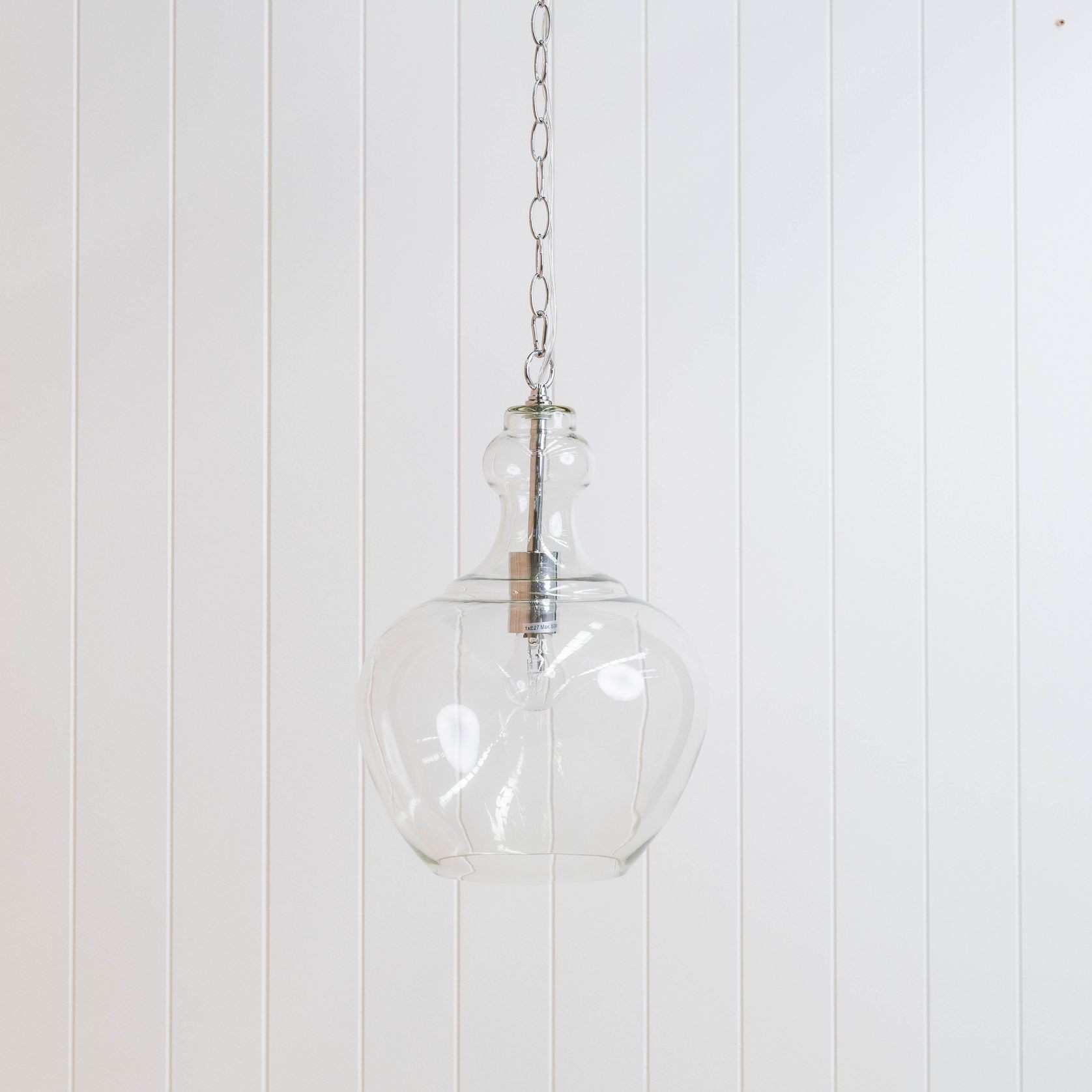 Valentine Glass Pendant Light - Chrome gallery detail image