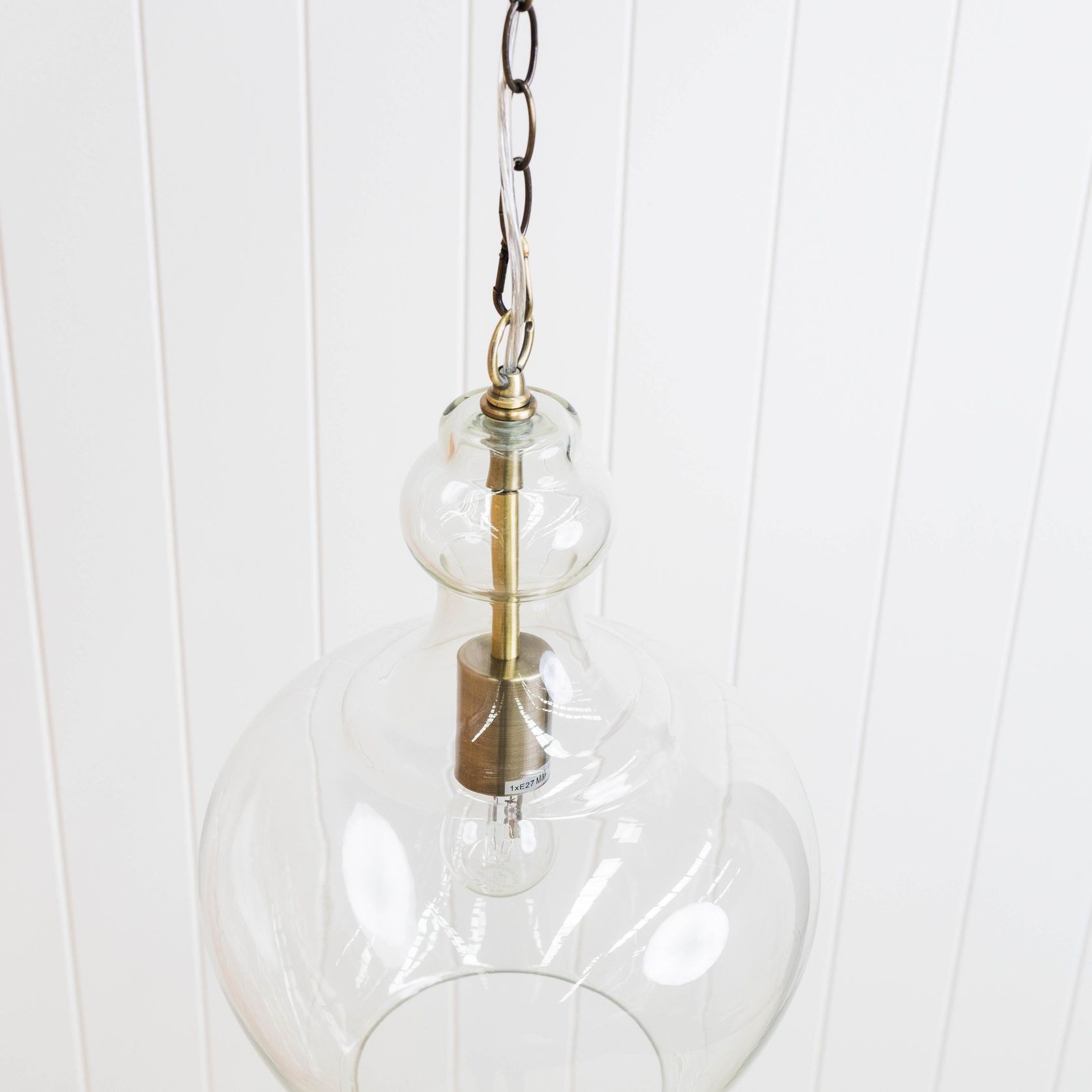 Valentine Glass Pendant Light - Antique Brass gallery detail image