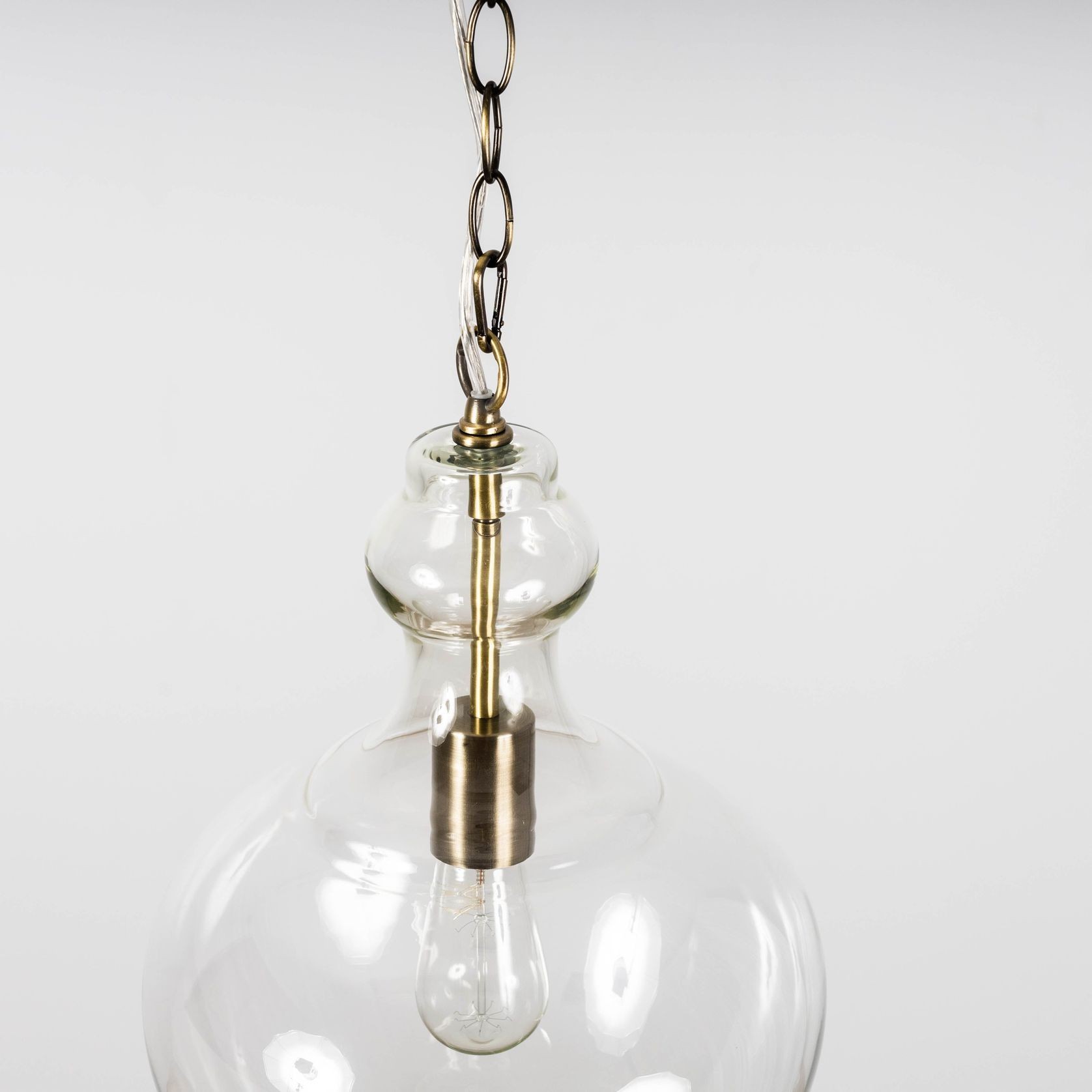 Valentine Glass Pendant Light - Antique Brass gallery detail image