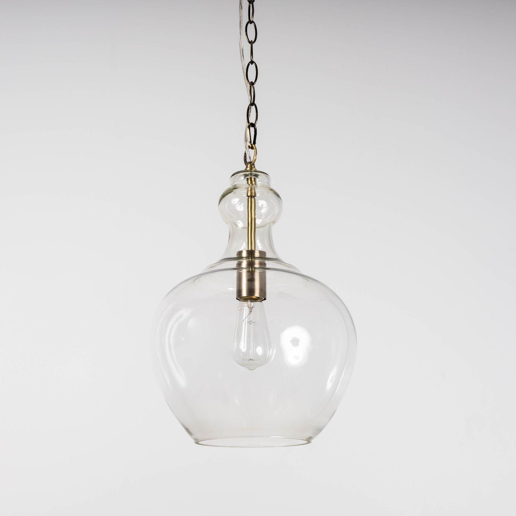 Valentine Glass Pendant Light - Antique Brass gallery detail image