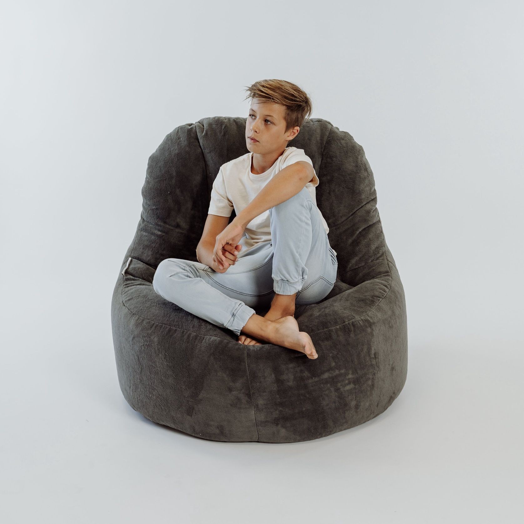 Plush Lounger Bean Bag Chair - Charcoal gallery detail image