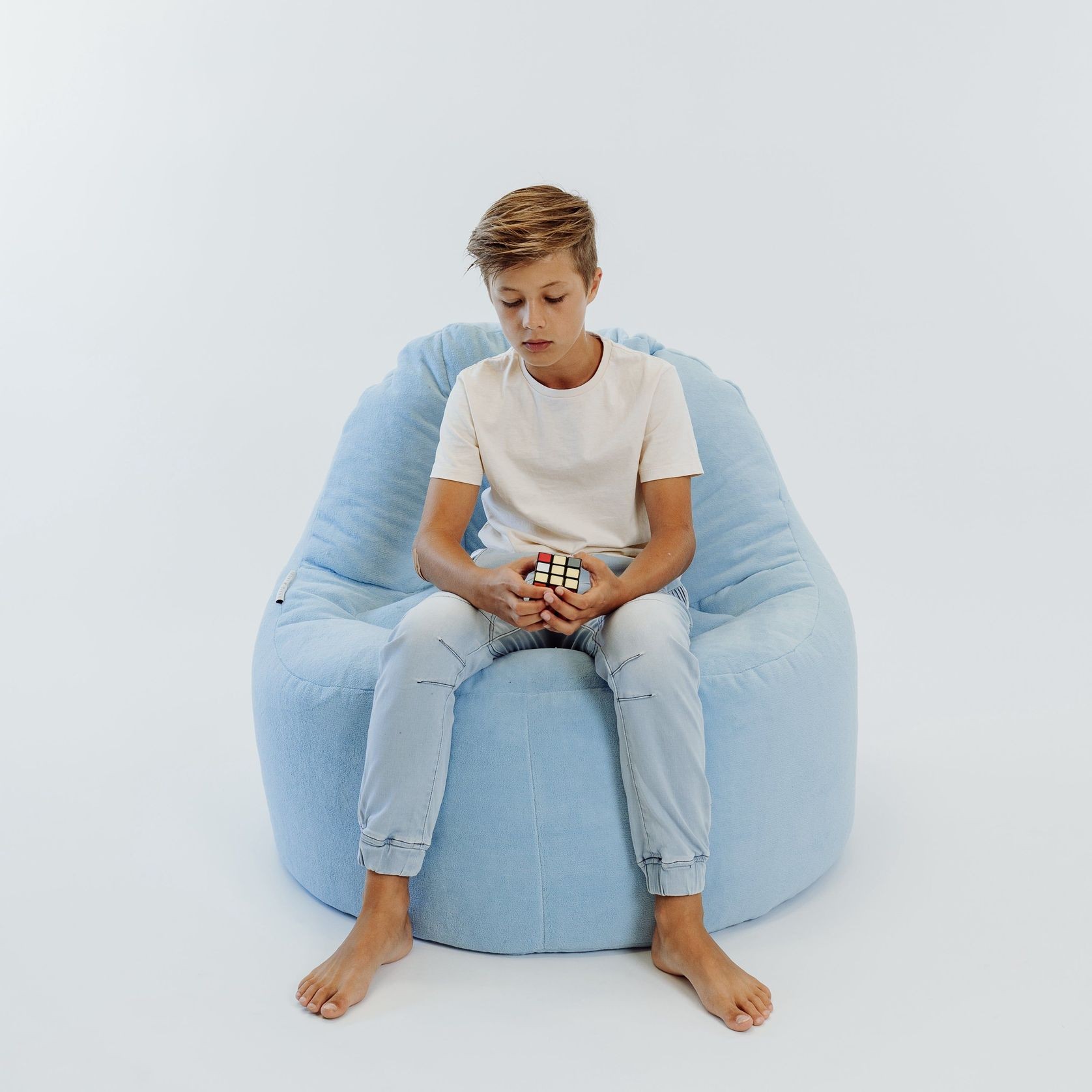 Plush Fur Lounger Bean Bag Chair - Sky Blue gallery detail image
