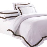 Ava Collection Standard Pillowcase Set - Espresso Trim gallery detail image