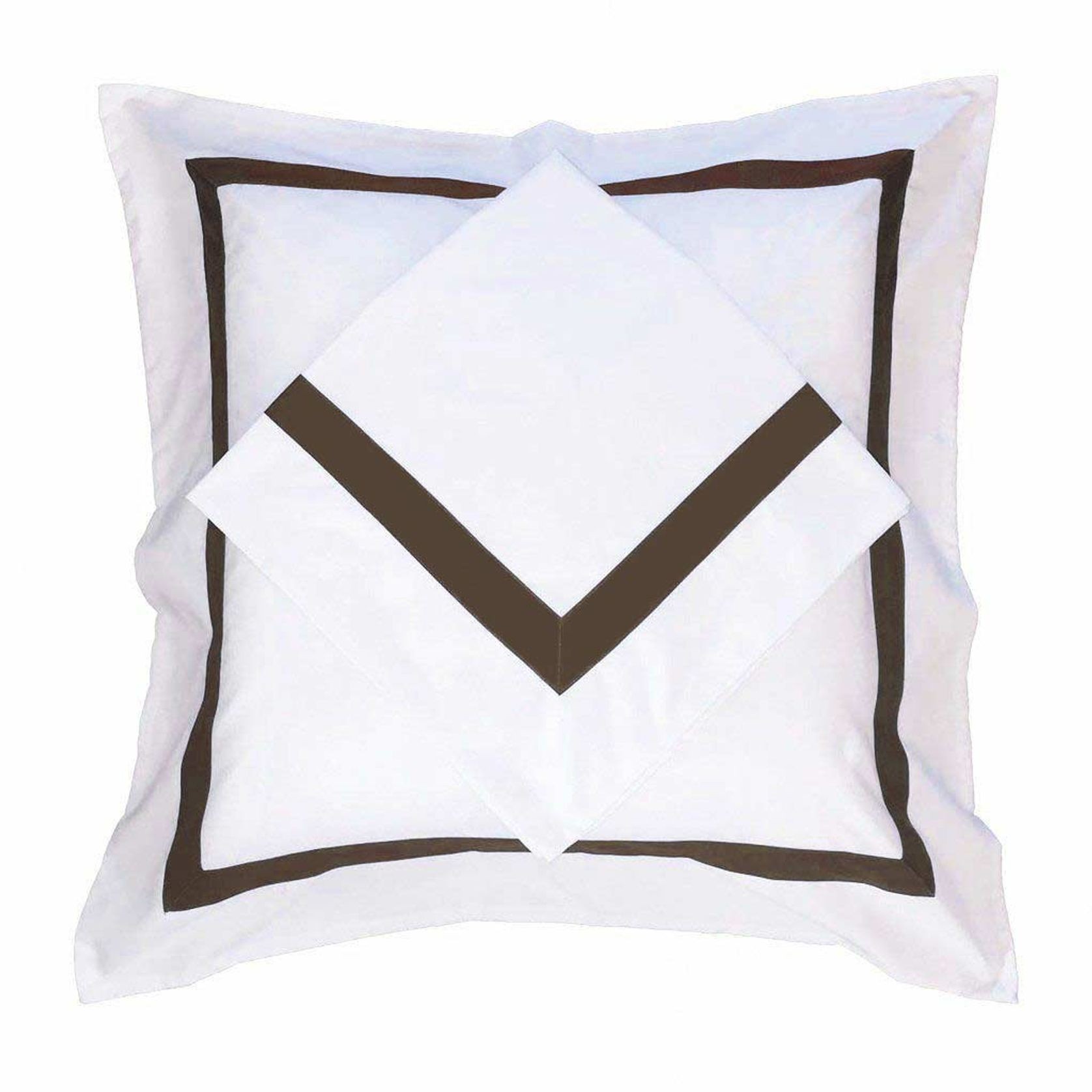 Ava Collection European Pillowcase Set - Espresso Trim gallery detail image