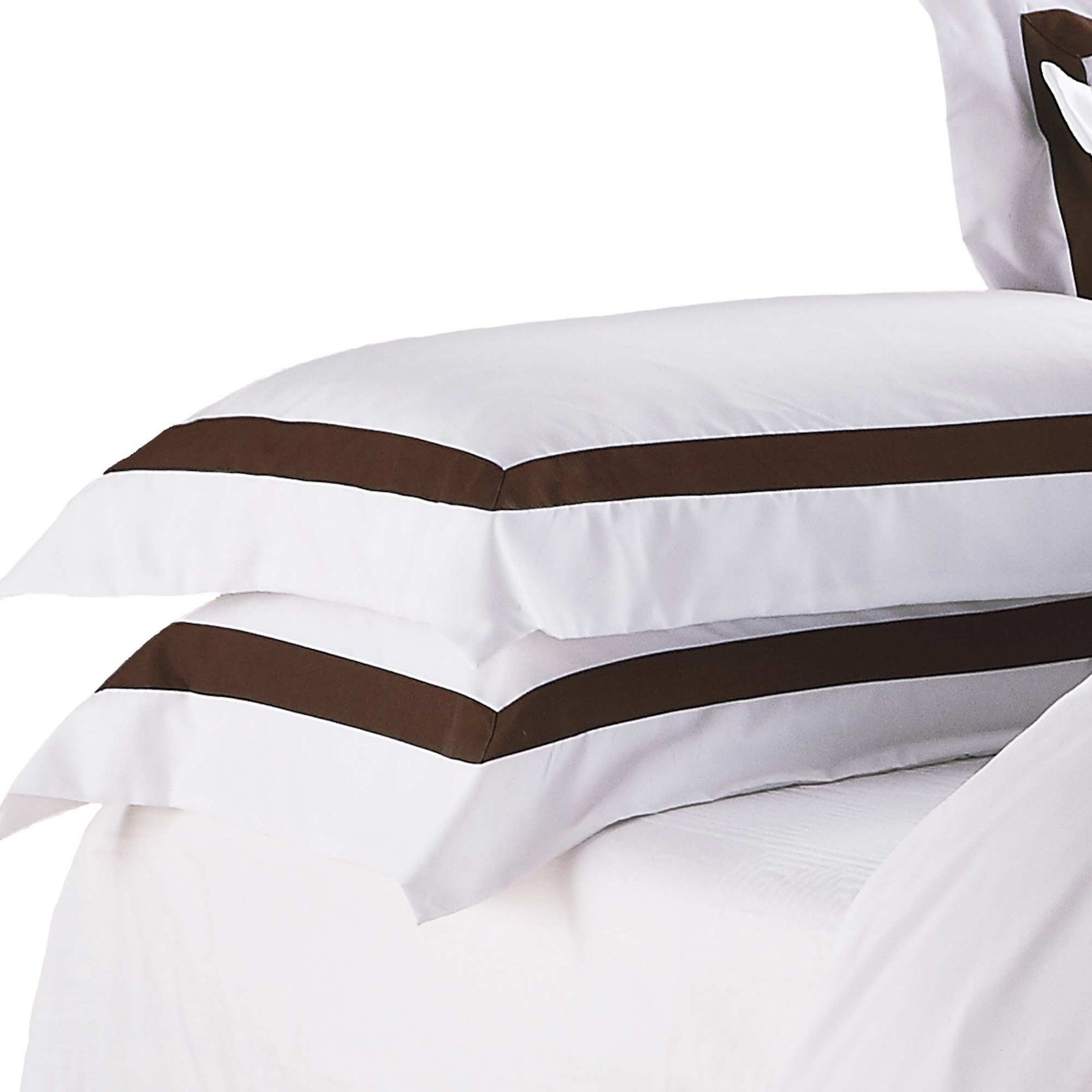 Ava Collection Standard Pillowcase Set - Espresso Trim gallery detail image