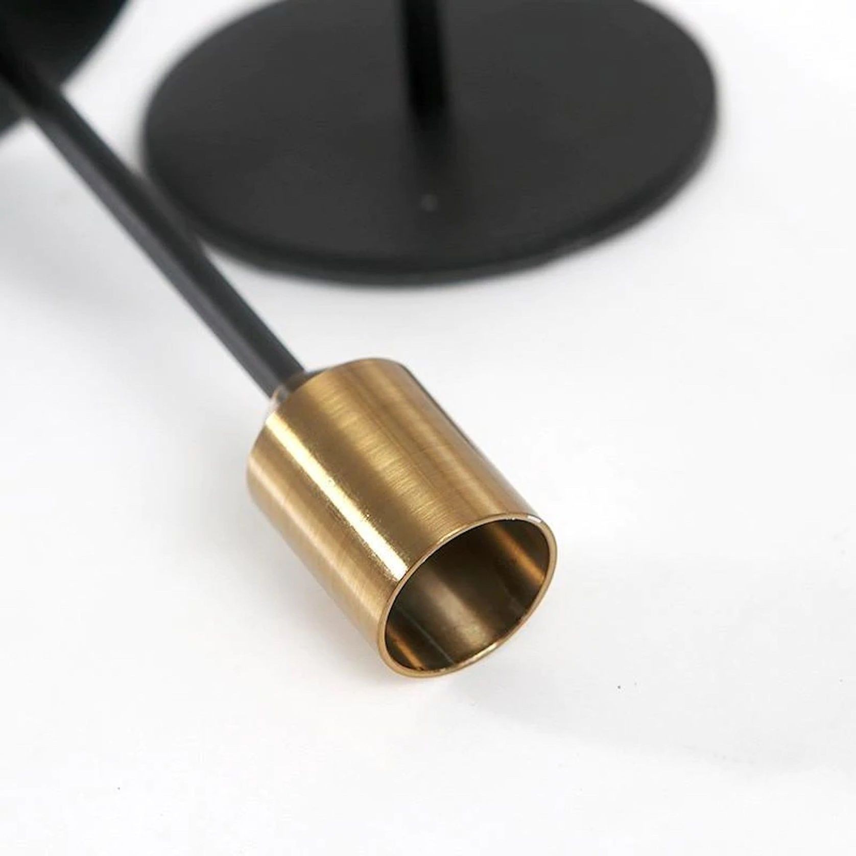 3pc Candlestick Set - Black and Brass gallery detail image