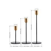 3pc Candlestick Set - Black and Brass gallery detail image