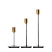 3pc Candlestick Set - Black and Brass gallery detail image