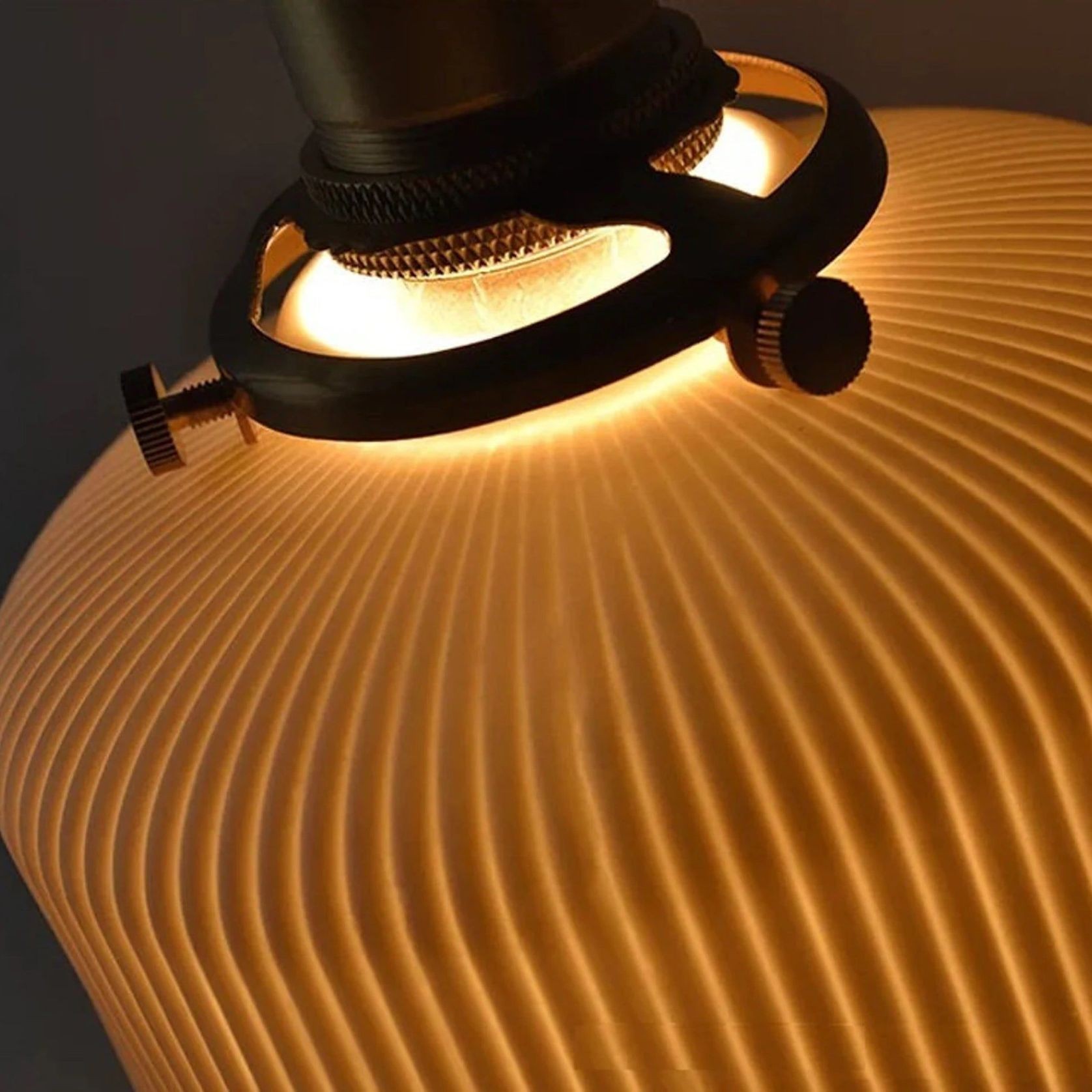 Gloria | Gold Ceramic Pleated Pendant Light gallery detail image