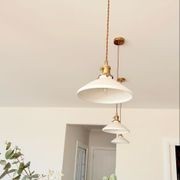Hollie | Gold Ceramic Pleated Pendant Light gallery detail image