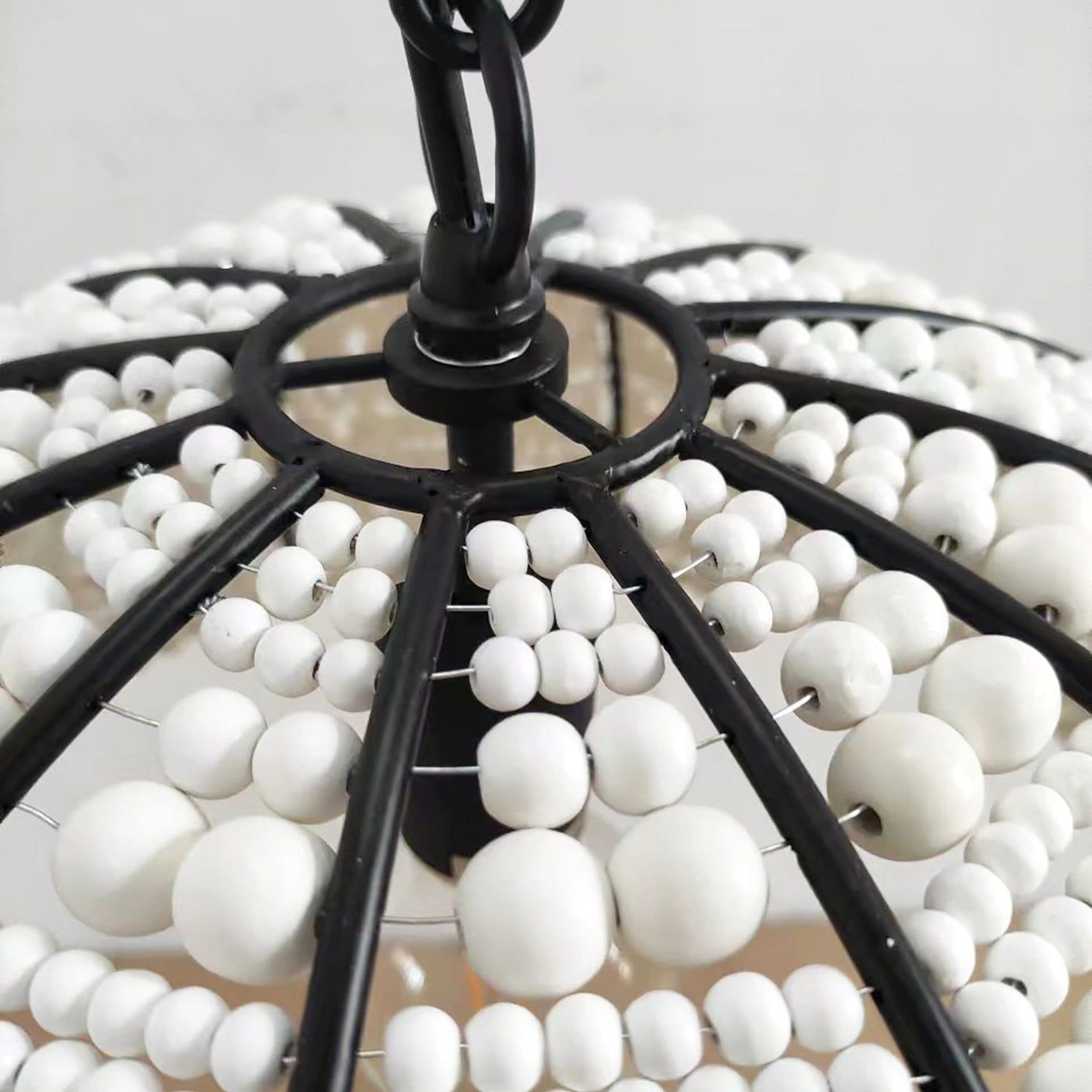Estelle | Beaded Dome Pendant Light - Black/White gallery detail image