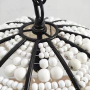 Estelle | Beaded Dome Pendant Light - Black/White gallery detail image