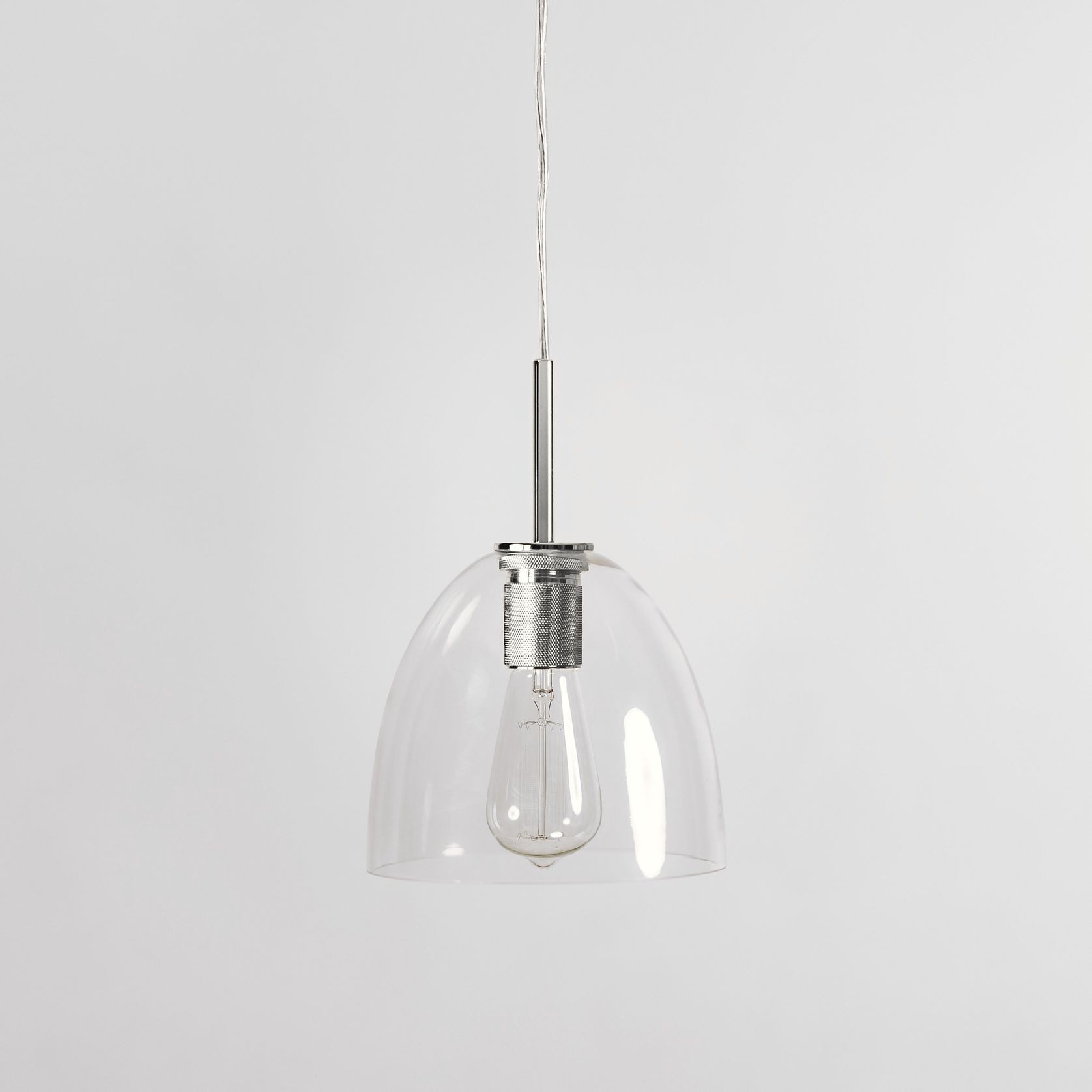 Preston | Glass Pendant Light - Chrome gallery detail image