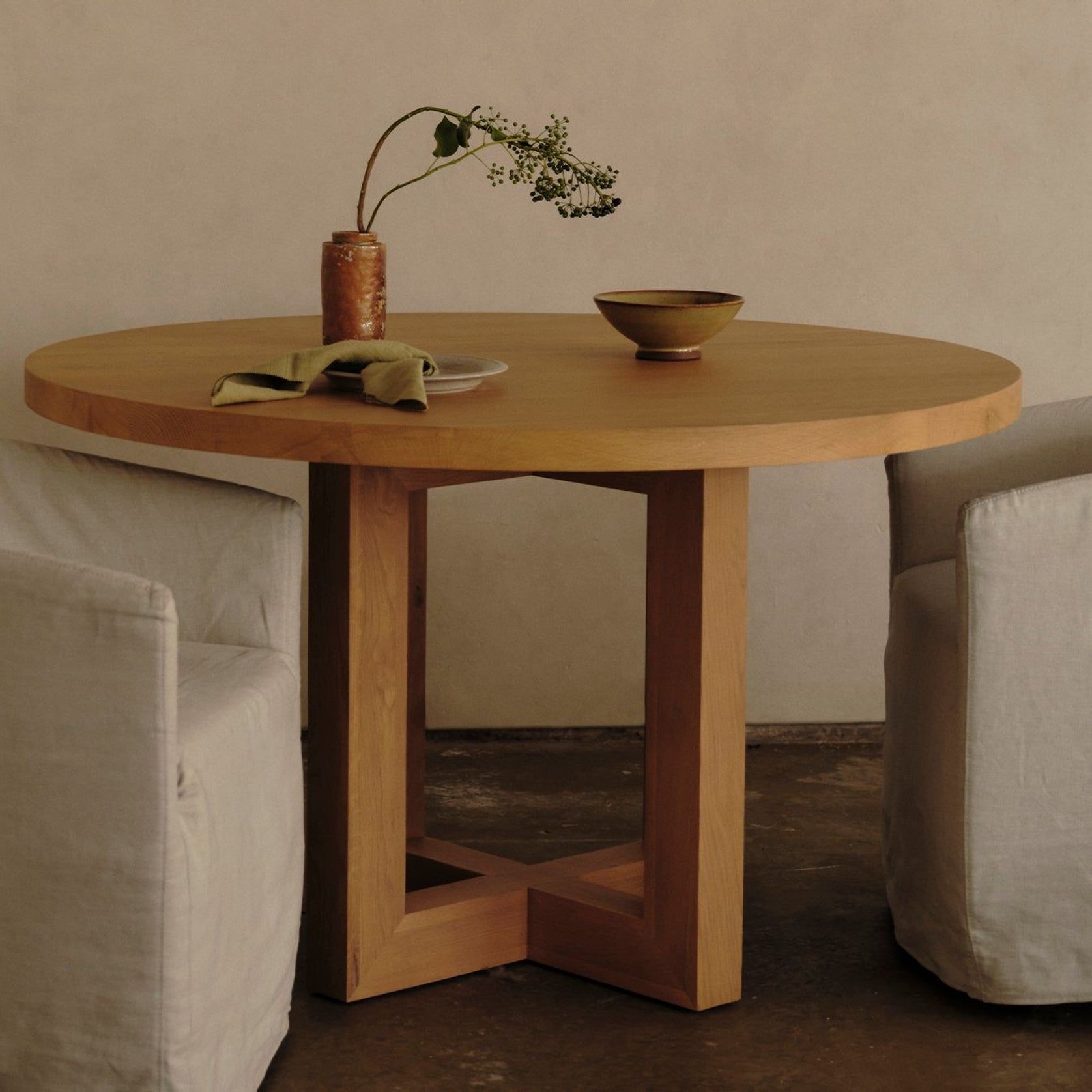 Solid Oak Global Round Dining Table gallery detail image
