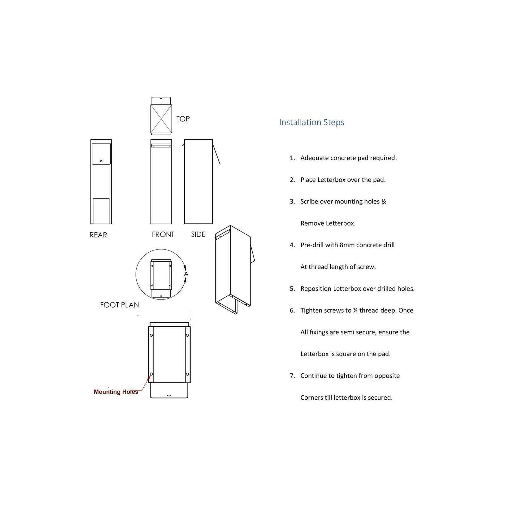 Ponga - Free Standing Letterbox - Medium Size gallery detail image