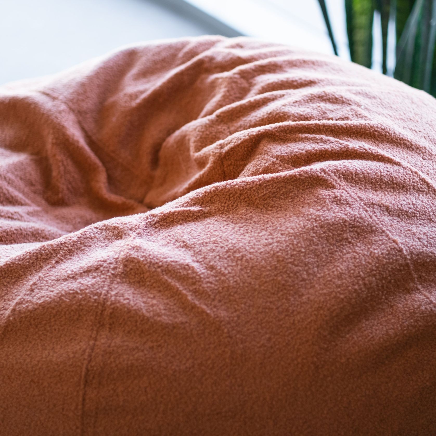 Boucle Fur Bean Bag - Rust gallery detail image