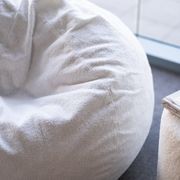 Boucle Fur Bean Bag - French White gallery detail image