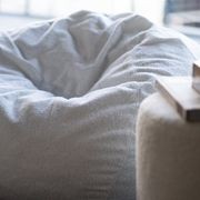 Boucle Fur Bean Bag - French White gallery detail image