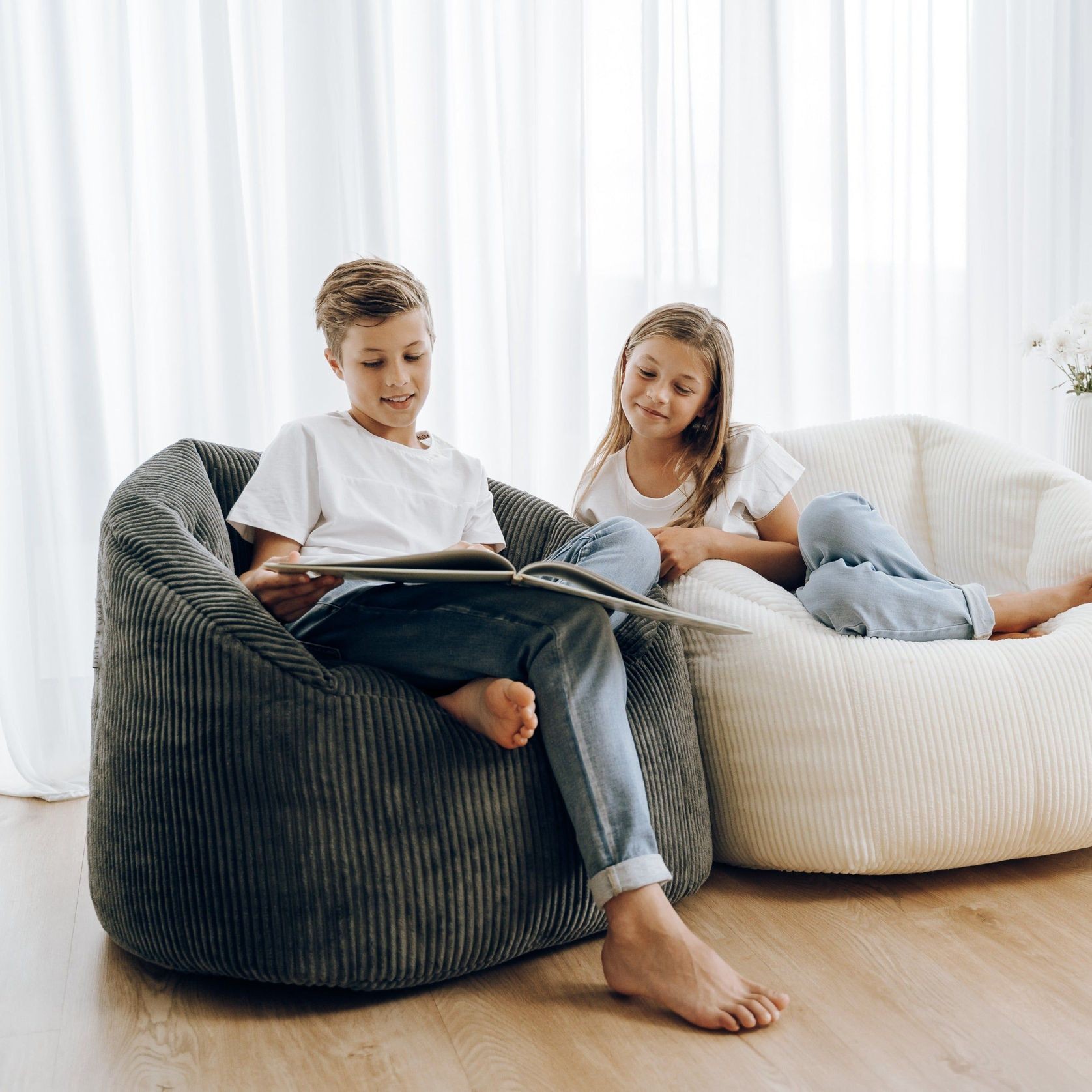 Corduroy Tub Chair | Bean Bag Cover - Charcoal gallery detail image