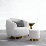 Boucle Ottoman Stool - Gold Base - 40cm gallery detail image