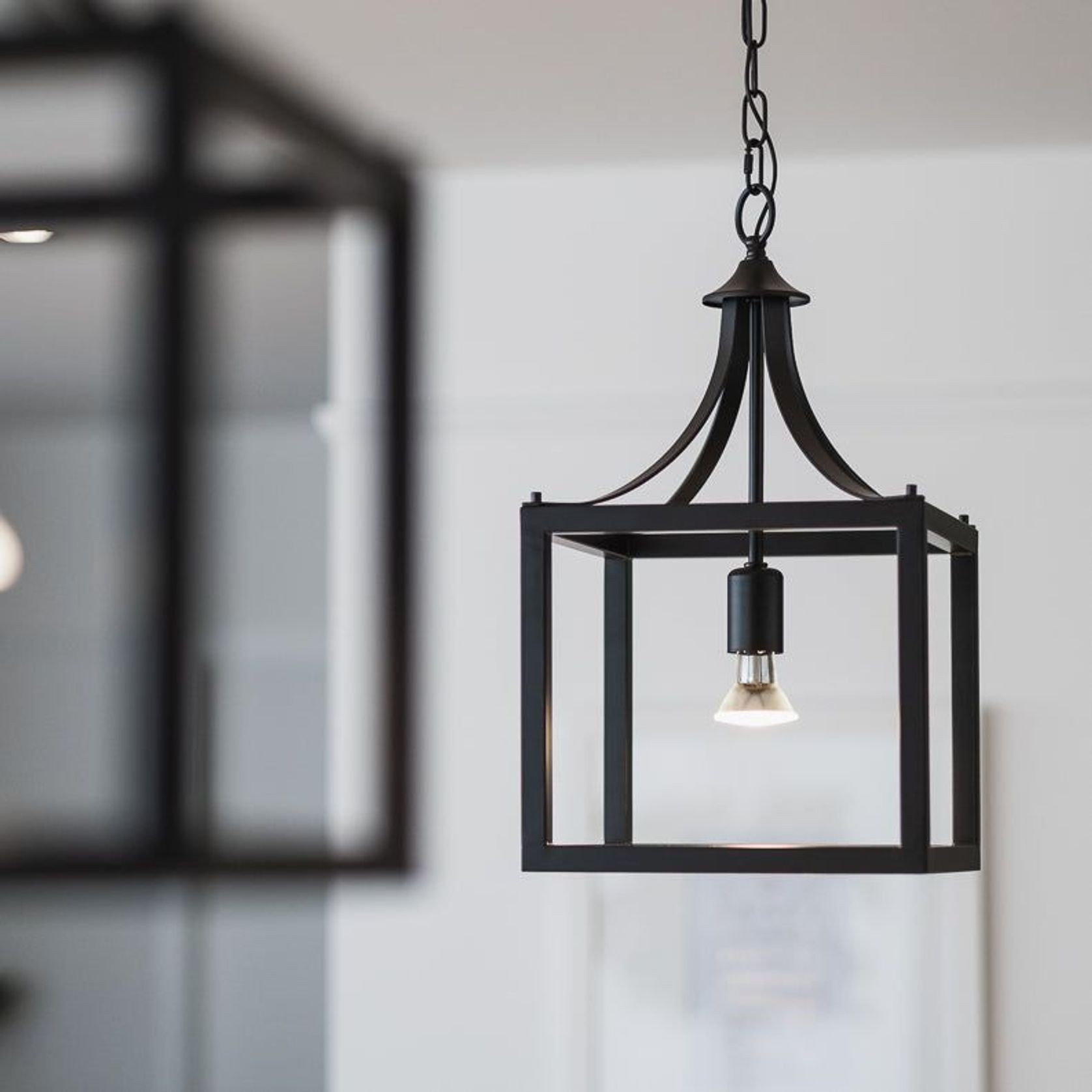 Hampton Style Lantern Pendant Light - Langham Black gallery detail image