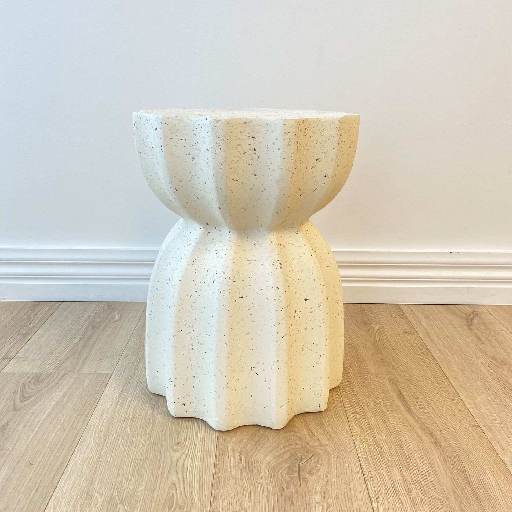 Fluted Side Table- Fleck White gallery detail image