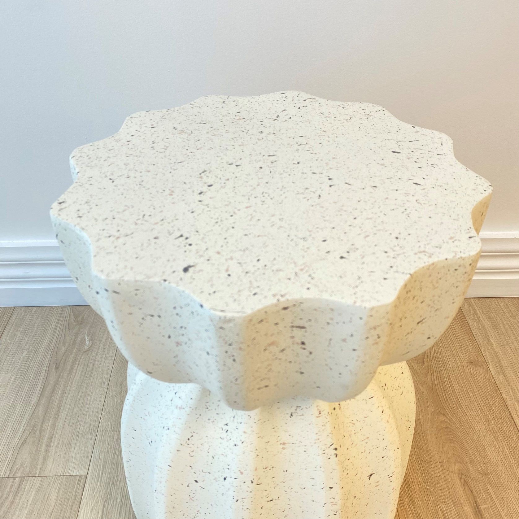 Fluted Side Table- Fleck White gallery detail image