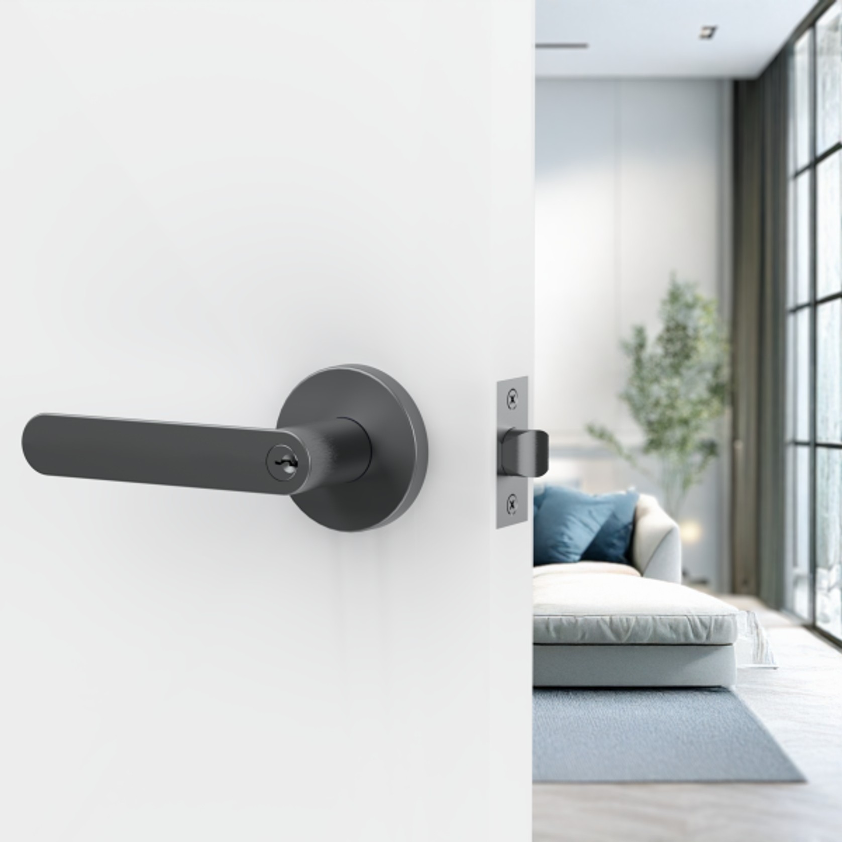Jun Lever Handle In Nickel Graphite gallery detail image